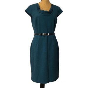 Calvin Klein Green/Blue Sleeveless Back Zip Career Office Formal Dress 8